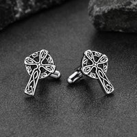 Irish Celtic Cross Cufflinks in Stainless Steel for Men