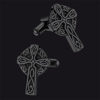 Irish Celtic Cross Cufflinks in Stainless Steel for Men