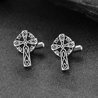 Irish Celtic Cross Cufflinks in Stainless Steel for Men