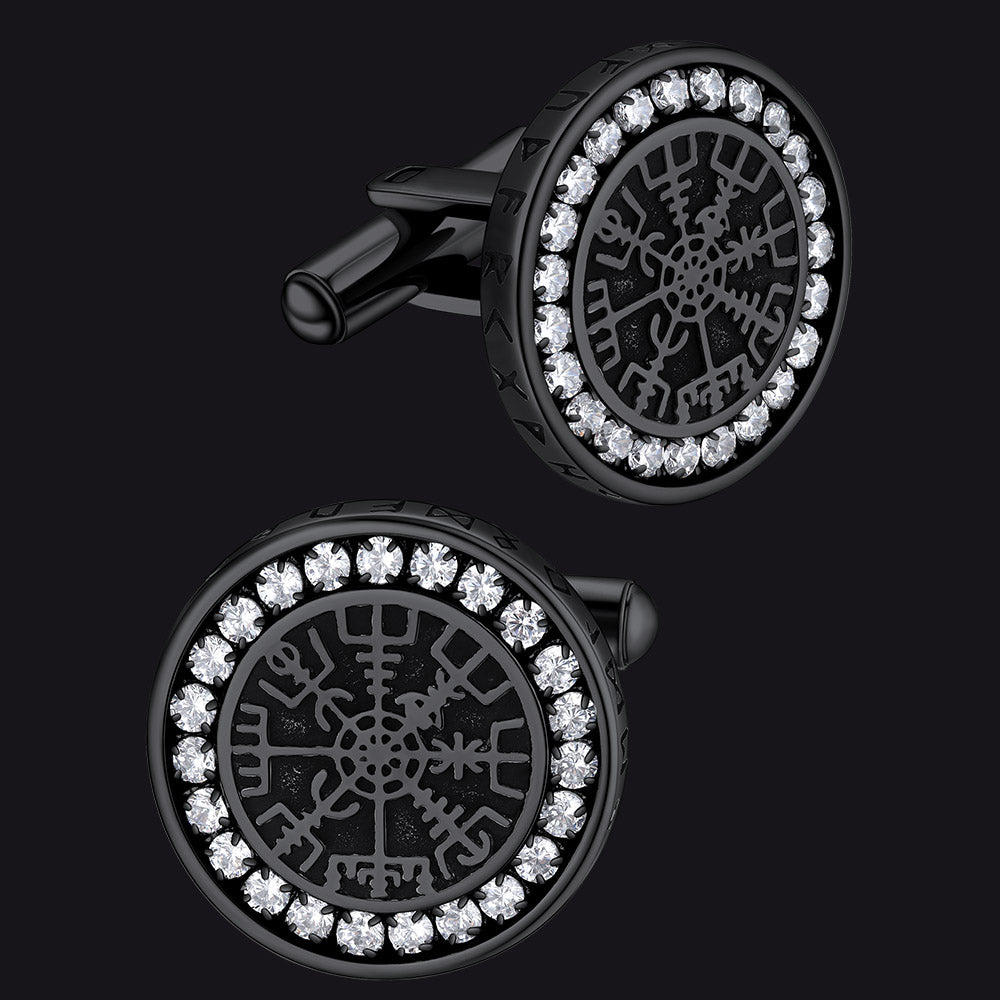 Nordic Viking Vegvisir Compass Cufflinks for Men