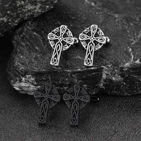 Irish Celtic Cross Cufflinks in Stainless Steel for Men