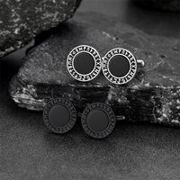 Men's Black Onyx Cufflinks with Viking Rune