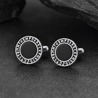 Men's Black Onyx Cufflinks with Viking Rune