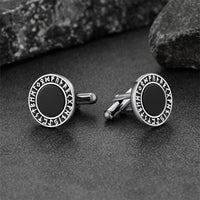 Men's Black Onyx Cufflinks with Viking Rune
