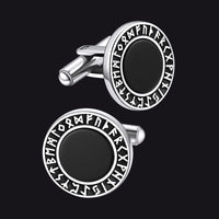 Men's Black Onyx Cufflinks with Viking Rune