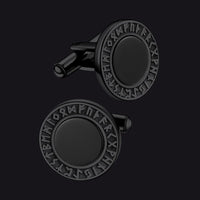 Men's Black Onyx Cufflinks with Viking Rune