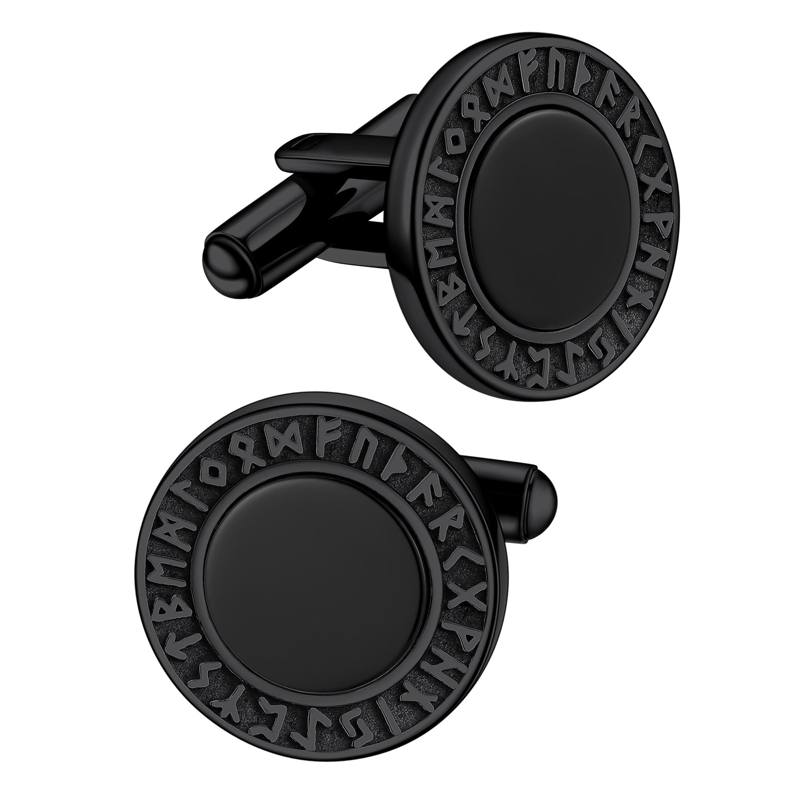 Men's Black Onyx Cufflinks with Viking Rune